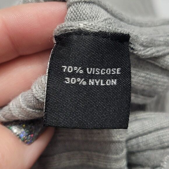 Motive Women's Medium Grey Ribbed Fitted Dressy Chic Casual Buckle Sweater - Picture 7 of 8